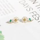 925 Sterling Silver Rhinestone Daisy Earring 1 Pair - Daisy - One Size