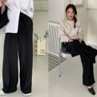 Waistband Wide-leg Pants Black - One Size