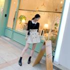 Paperbag-waist Trench Miniskirt