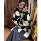 Check Loose-fit Sweater Black & White - One Size