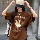 Short-sleeve Duck Print T-shirt Coffee - One Size
