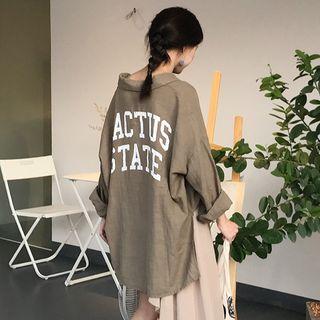 Lettering Ripped Long Shirt