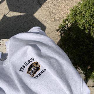 Embroidered Oversized Sweatshirt Melange Gray - One Size