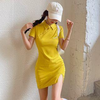 Collared Slit Mini Bodycon Dress