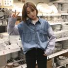 Striped Sleeve Denim Shirt