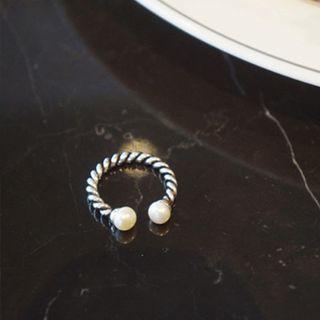 Ribbed Sterling Silver Open Ring