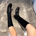Faux Leather Square-toe Chunky Heel Tall Boots