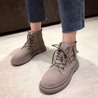 Faux Suede Platform Lace-up Ankle Boots