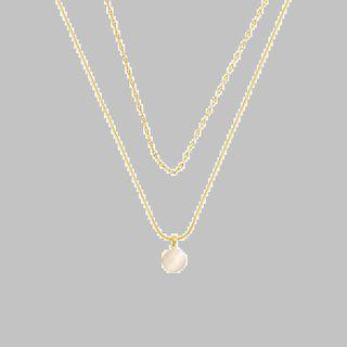 Layered Round Pendant Necklace 1pc - Gold - One Size