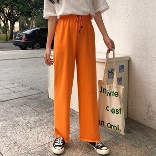 Wide-leg Frayed Hem Sweatpants