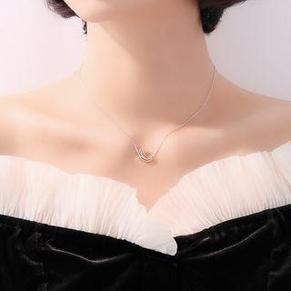 925 Sterling Silver Moon Pendant Necklace One Piece - Moon Pendant Necklace - One Size