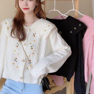 Long-sleeve Peter Pan Collar Knit Sweater Cardigan