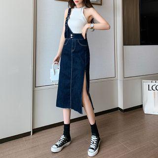 Asymmetrical Denim Jumper Skirt