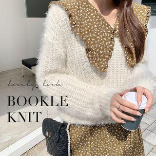 Round-neck Fluffy Ribbed Knit Top