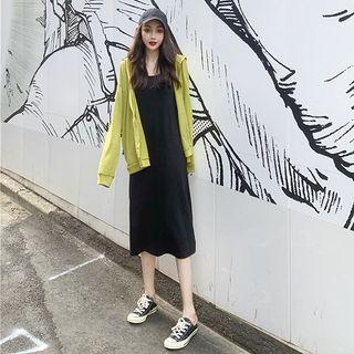 Plain Long-sleeve Jacket / Plain Sleeveless Dress