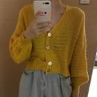 Balloon-sleeve Cropped Cardigan