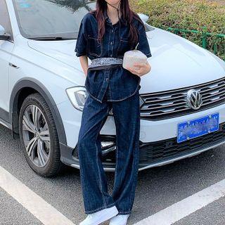 Elbow-sleeve Denim Shirt / Jeans