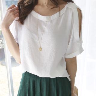 Short Slit-sleeve Blouse