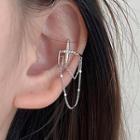 Rhinestone Chain Ear Cuff 1 Pc - Silver - One Size