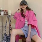 Elbow-sleeve Shirt Rose Pink - One Size