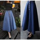 Midi Denim A-line Skirt / Belt