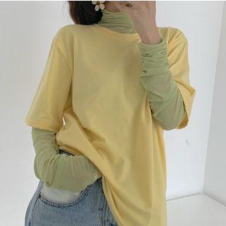 Mock Neck Long-sleeve T-shirt / Shirt-sleeve T-shirt