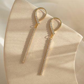 925 Sterling Silver Cz Threader Earring 1 Pair - S925 Silver - One Size