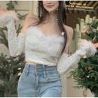 Fluffy Trim Tube Top / Arm Sleeves