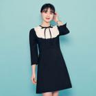 Tie-front Frilled-panel Dress