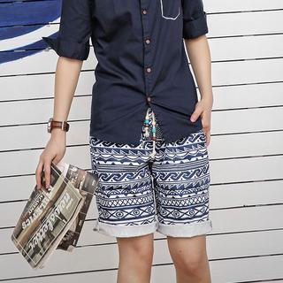 Drawstring Patterned Shorts