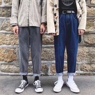 Couple Matching Straight-cut Stitching Jeans