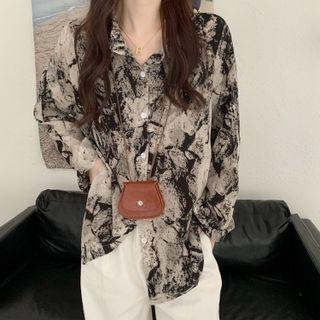 Oversize Chiffon Ink Painting Shirt