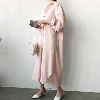 Plain Boxy-fit Maxi Shirtdress