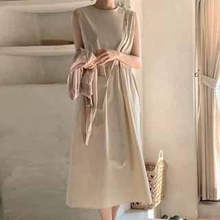 Sleeveless Smock Dress Almond - One Size
