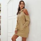 Cold-shoulder Half-zip Mini Hoodie Dress