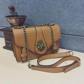 Flap Buckle-accent Stitched Cross Bag