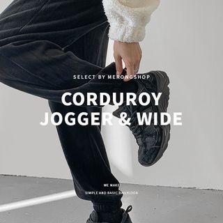 Fleece-lined Corduroy Pants In Wide-leg / Jogger