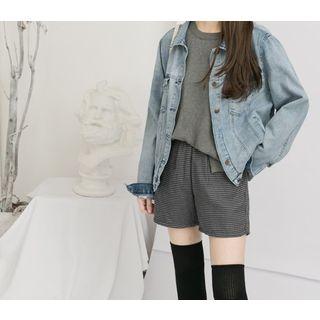 Houndstooth Shorts Dark Gray - One Size