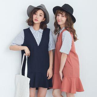 Mock Two Piece Ruffle Dress
