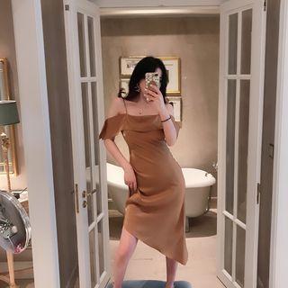 Cold-shoulder Asymmetric Sheath Dress