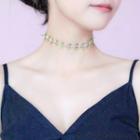 Lace Flower Choker Green & Pink - One Size