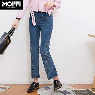 Studded Washed Boot Cut Jeans
