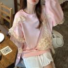 Long-sleeve Ruffle Trim Sweatshirt