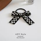 Ribbon Checker Hair Tie 01 - Black & White - One Size