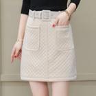 Plain Quilted Pencil Skirt
