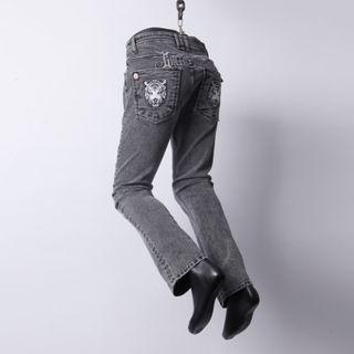 Tiger Embroidery Straight Jeans