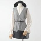 Lace Blouse / Asymmetric Knit Vest