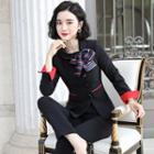 Set: Single-breasted Tie-neck Blazer + Dress Pants