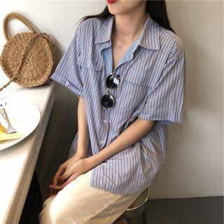 Striped Loose-fit Short-sleeve Shirt