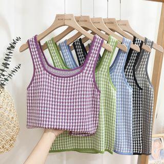 Houndstooth Knit Tank Top
